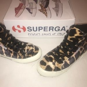 SUPERGA VELVET LEOPARD  HIGHTOP SNEAKER US SZ 8